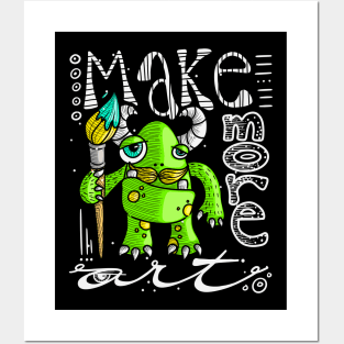 Make More Art Monster with Paintbrush Posters and Art